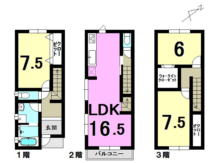 Floor plan. 18,800,000 yen, 3LDK, Land area 75.21 sq m , Building area 98.25 sq m