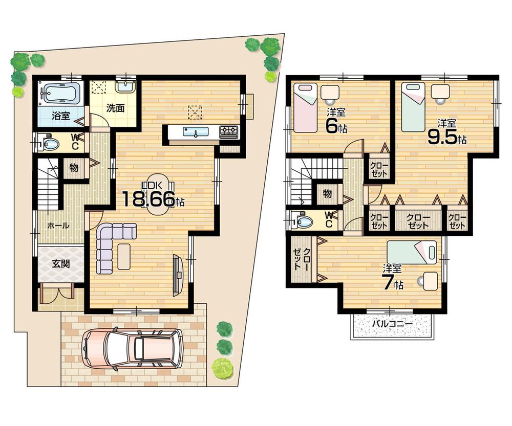 Floor plan. 25,200,000 yen, 3LDK, Land area 93.12 sq m , Building area 98.82 sq m living spacious 18 Pledge Of the second floor living room masterpiece storage capacity