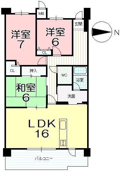 Floor plan. 3LDK, Price 23.8 million yen, Occupied area 82.87 sq m , Balcony area 13.26 sq m