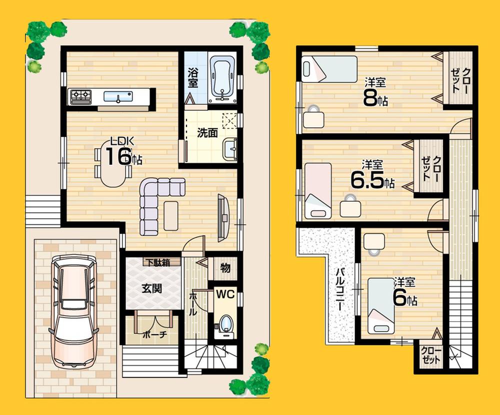 Floor plan. 20.8 million yen, 3LDK, Land area 81.78 sq m , Each room housed ensure building area 85.86 sq m!
