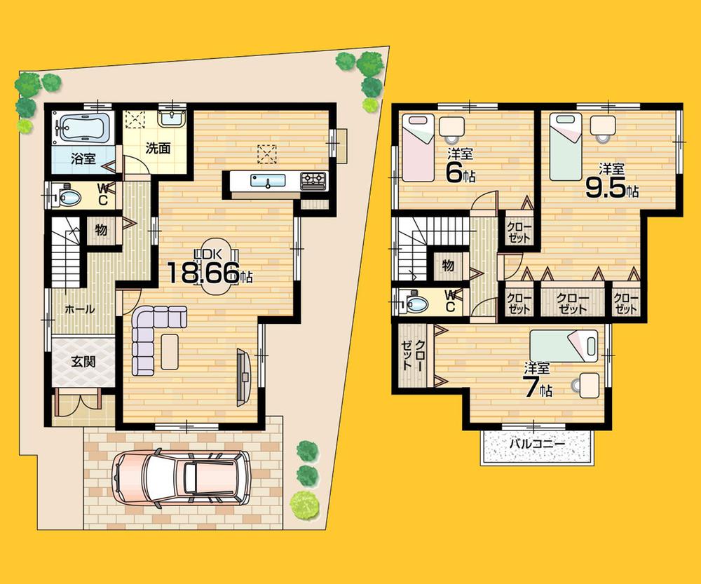 Floor plan. (No. 3 locations), Price 25,200,000 yen, 3LDK, Land area 93.12 sq m , Building area 98.82 sq m