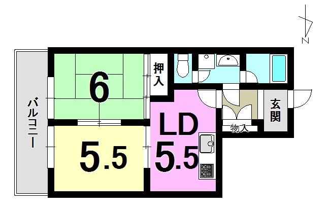 Floor plan. 2DK, Price 7.8 million yen, Occupied area 39.15 sq m , Balcony area 8.06 sq m