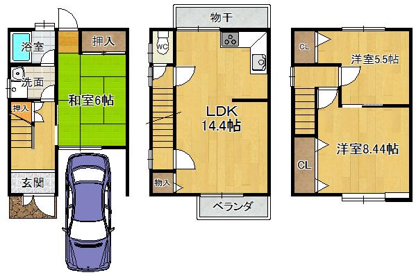Floor plan. 13.8 million yen, 3LDK, Land area 49.95 sq m , Building area 81.81 sq m