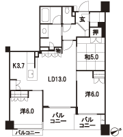 Floor: 3LDK, occupied area: 76.61 sq m, Price: 56,980,000 yen