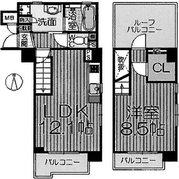 Floor plan. 1LDK, Price 32 million yen, Occupied area 48.63 sq m , Balcony area 13.17 sq m