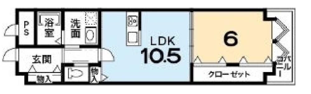 Floor plan. 1LDK, Price 16.5 million yen, Occupied area 48.57 sq m , Balcony area 3.83 sq m