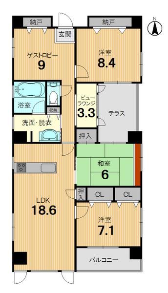 Floor plan. 3LDK+S, Price 52 million yen, Footprint 112.68 sq m , Balcony area 17.64 sq m