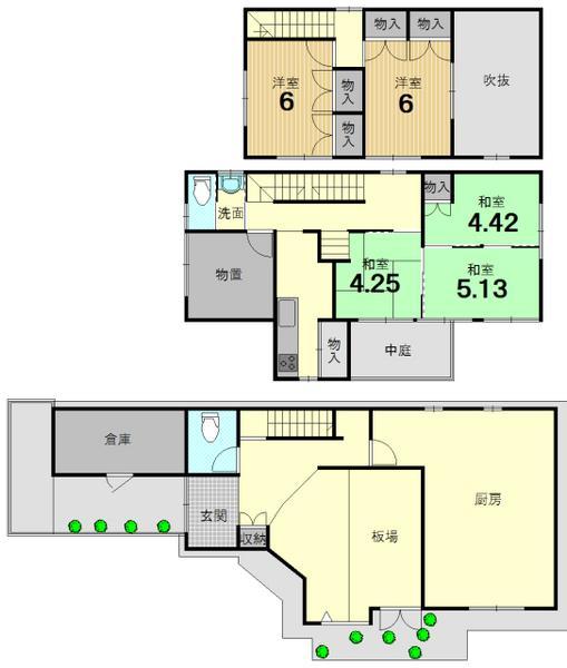 Floor plan. 79,800,000 yen, 5K+S, Land area 108.49 sq m , Building area 136.83 sq m