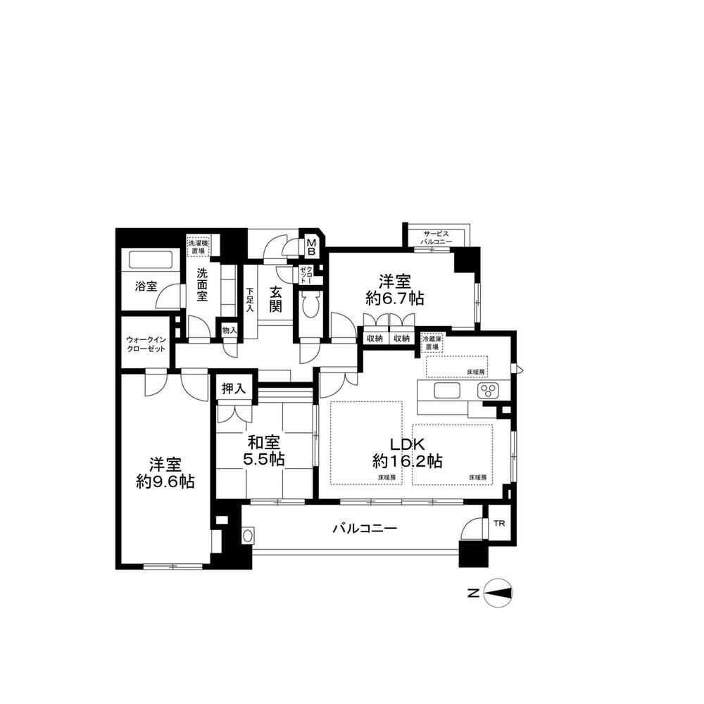 Floor plan. 3LDK + S (storeroom), Price 57,800,000 yen, Occupied area 92.34 sq m , Balcony area 13.56 sq m
