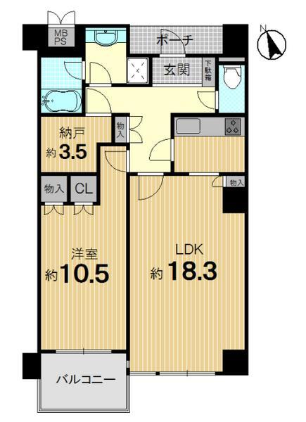 Floor plan. 1LDK+S, Price 26,800,000 yen, Occupied area 75.56 sq m , Balcony area 6.2 sq m