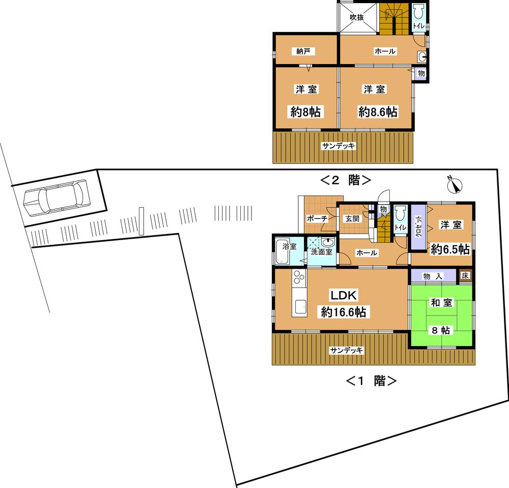 Floor plan. 42 million yen, 4LDK + S (storeroom), Land area 375.47 sq m , Building area 126.83 sq m