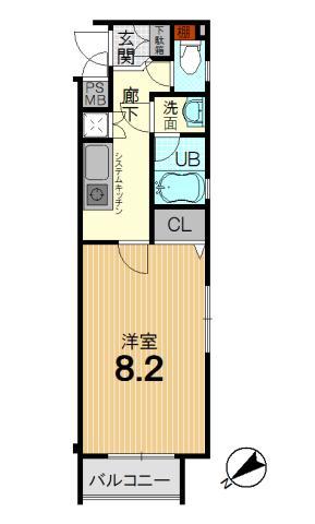 Floor plan. 1K, Price 17 million yen, Occupied area 29.52 sq m , Balcony area 2.84 sq m