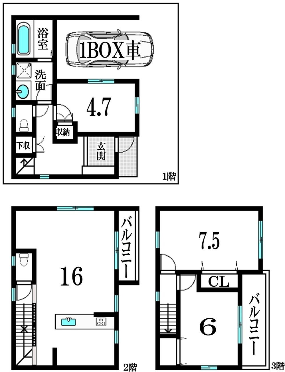 Floor plan. (No. 3 locations), Price 32,800,000 yen, 3LDK, Land area 59.12 sq m , Building area 82.83 sq m
