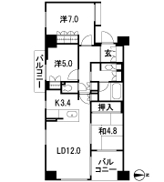 Floor: 3LDK, occupied area: 74.19 sq m, Price: 54,980,000 yen (tentative)