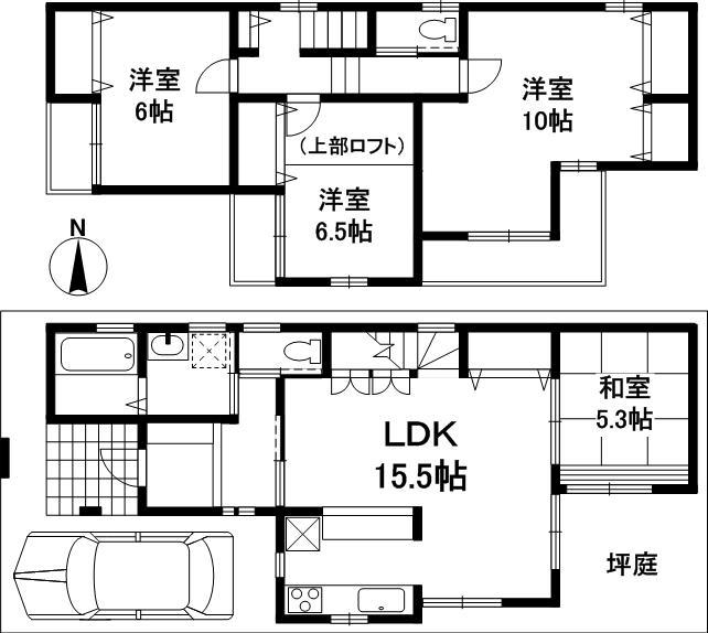 Floor plan. 61,500,000 yen, 4LDK, Land area 90.55 sq m , Building area 104.47 sq m