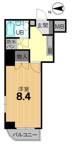 Floor plan. 1K, Price 8.88 million yen, Occupied area 24.55 sq m , Balcony area 2.94 sq m