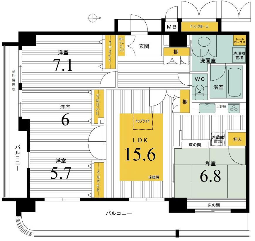 Floor plan. 4LDK, Price 39,800,000 yen, Occupied area 92.46 sq m , Balcony area 19.62 sq m floor plan