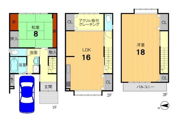 Floor plan. 34,800,000 yen, 2LDK+S, Land area 73.98 sq m , Building area 105.56 sq m