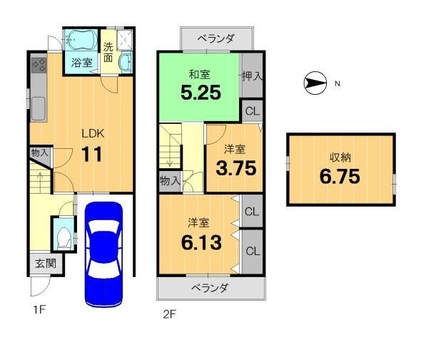Floor plan. 21 million yen, 3LDK, Land area 63.63 sq m , Building area 64.18 sq m