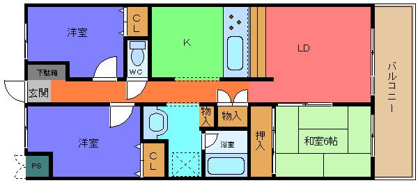 Floor plan. 3LDK, Price 24,800,000 yen, Occupied area 68.61 sq m , Balcony area 9.15 sq m
