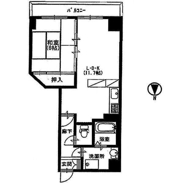Floor plan. 1LDK, Price 11.8 million yen, Occupied area 42.57 sq m , Balcony area 6.48 sq m