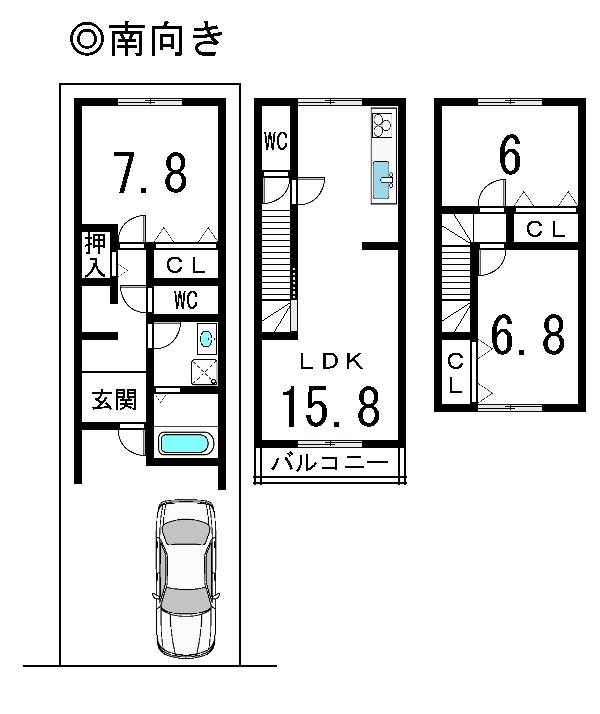 Floor plan. 27,800,000 yen, 3LDK, Land area 60.95 sq m , Building area 91.58 sq m