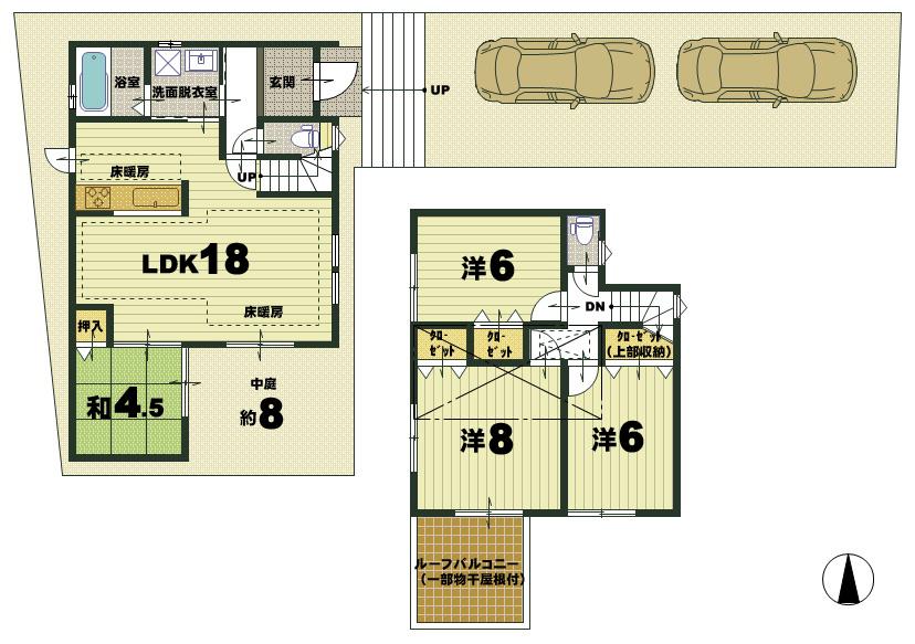 Other. (3) No. land Floor Land area: about 134.37 sq m  Ken'nobe area: 93.96 sq m 39,800,000 yen Spacious private passage, Roof balcony