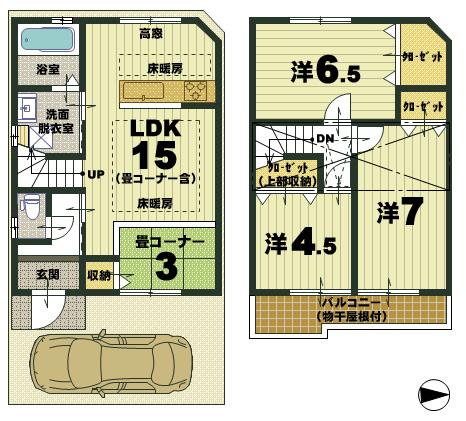 Floor plan. 29,800,000 yen, 3LDK, Land area 56.69 sq m , Building area 74.52 sq m
