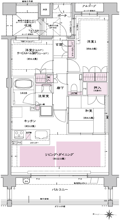 Floor: 2LDK + S ・ 3LDK, occupied area: 65.56 sq m, Price: 36,480,000 yen
