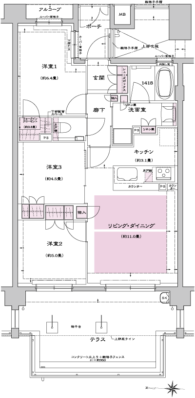 Floor: 3LDK, occupied area: 65.56 sq m, Price: 34,980,000 yen