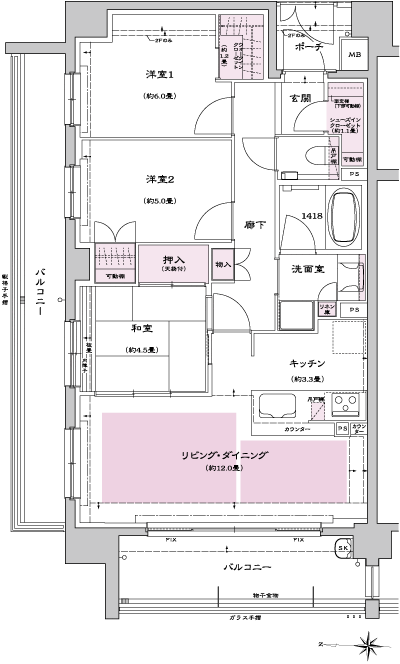 Floor: 3LDK, the area occupied: 72.6 sq m, Price: 43,480,000 yen