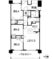 Floor: 3LDK, occupied area: 65.56 sq m, Price: 36,980,000 yen