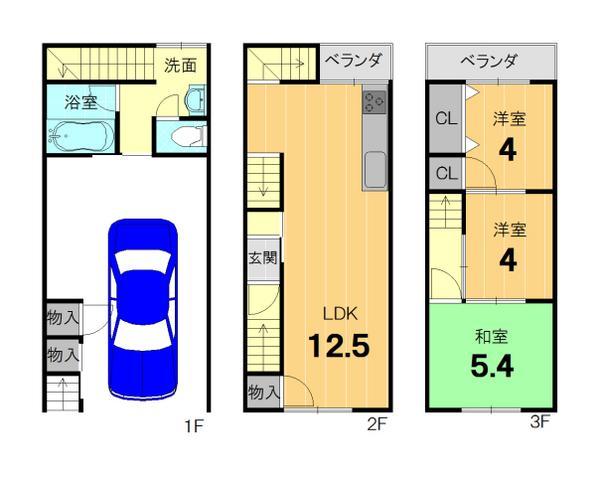 Floor plan. 14.8 million yen, 3LDK, Land area 36.03 sq m , Building area 86.13 sq m