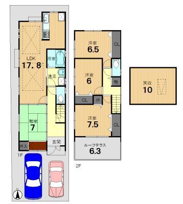 Floor plan. 59,800,000 yen, 4LDK, Land area 107.56 sq m , Building area 106.83 sq m