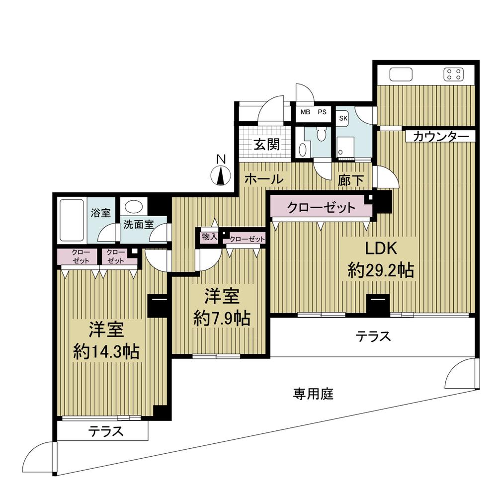 Floor plan. 2LDK, Price 37,800,000 yen, Footprint 119.43 sq m