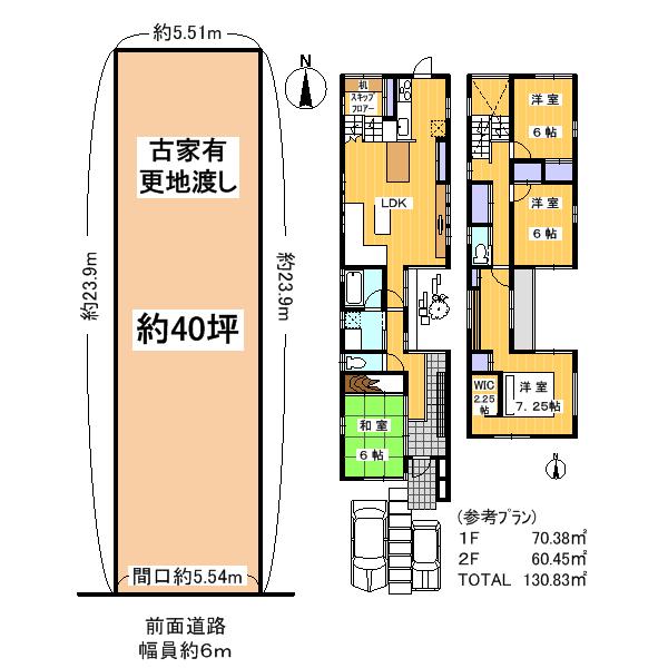 Compartment view + building plan example. Building plan example, Land price 50 million yen, Land area 132.45 sq m