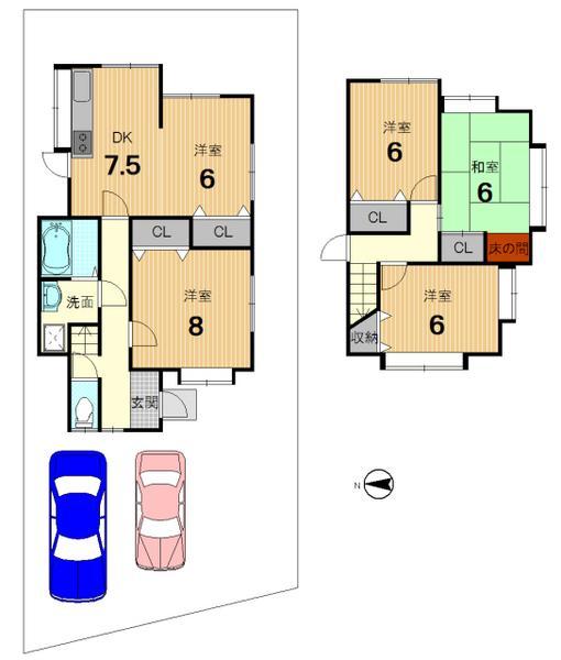 Floor plan. 37,800,000 yen, 4LDK, Land area 148.04 sq m , Building area 94.67 sq m