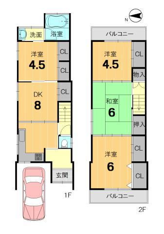 Floor plan. 25,800,000 yen, 4DK, Land area 53.67 sq m , Building area 54.41 sq m