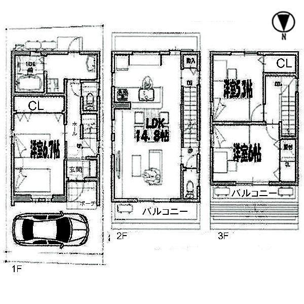 Floor plan. 26,300,000 yen, 3LDK, Land area 55.2 sq m , Building area 85.57 sq m