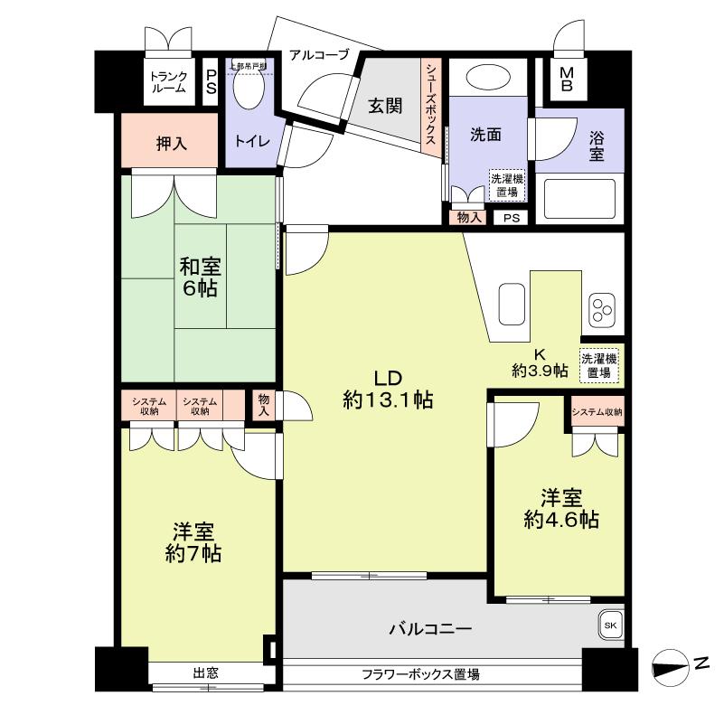 Floor plan. 3LDK, Price 31,800,000 yen, Occupied area 78.58 sq m , Balcony area 10.34 sq m