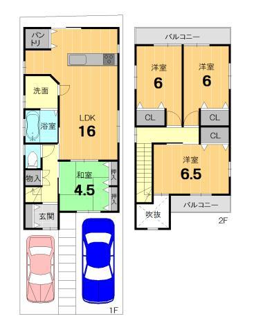 Floor plan. 34,700,000 yen, 4LDK, Land area 89.07 sq m , Building area 89.52 sq m