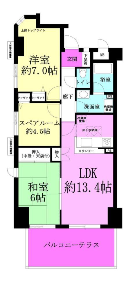 Floor plan. 2LDK+S, Price 33,800,000 yen, Occupied area 67.64 sq m Floor