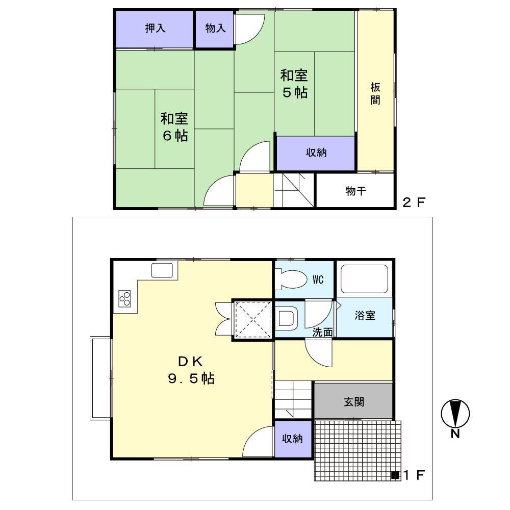 Floor plan. 12.5 million yen, 2LDK, Land area 40.72 sq m , Building area 50.53 sq m