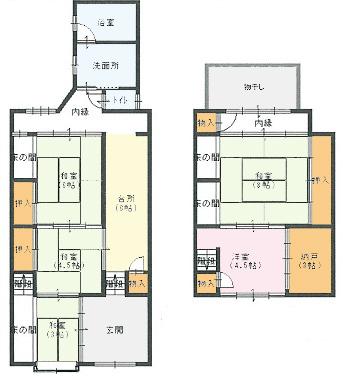 Floor plan. 35,800,000 yen, 5K + S (storeroom), Land area 82.67 sq m , Building area 88.64 sq m