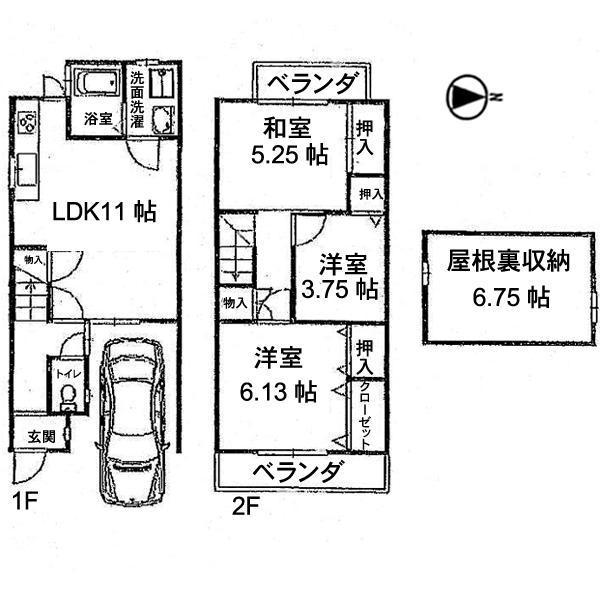 Floor plan. 21,800,000 yen, 3LDK, Land area 63.63 sq m , Building area 64.18 sq m