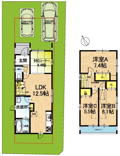 Floor plan. (4-1), Price 30.5 million yen, 4LDK, Land area 143.07 sq m , Building area 83.3 sq m