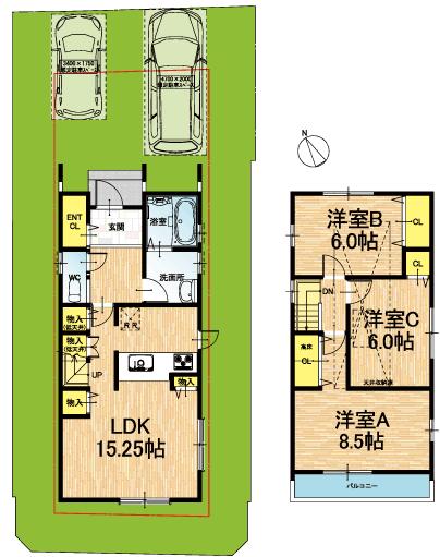 Floor plan. (4-3), Price 30,950,000 yen, 3LDK, Land area 142.53 sq m , Building area 84.24 sq m