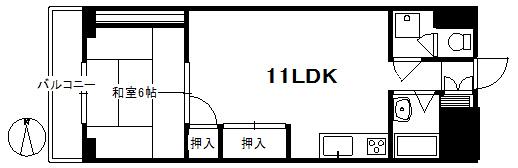 Floor plan. 1LDK, Price 6.5 million yen, Occupied area 37.24 sq m