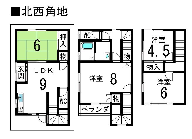 Floor plan. 11 million yen, 4LDK, Land area 43.63 sq m , Building area 92.34 sq m