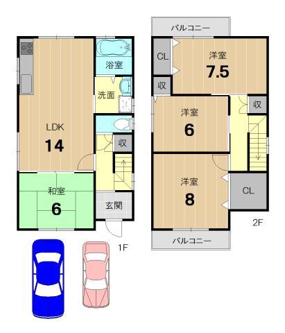 Floor plan. 32,800,000 yen, 4LDK, Land area 109.14 sq m , Building area 94.77 sq m